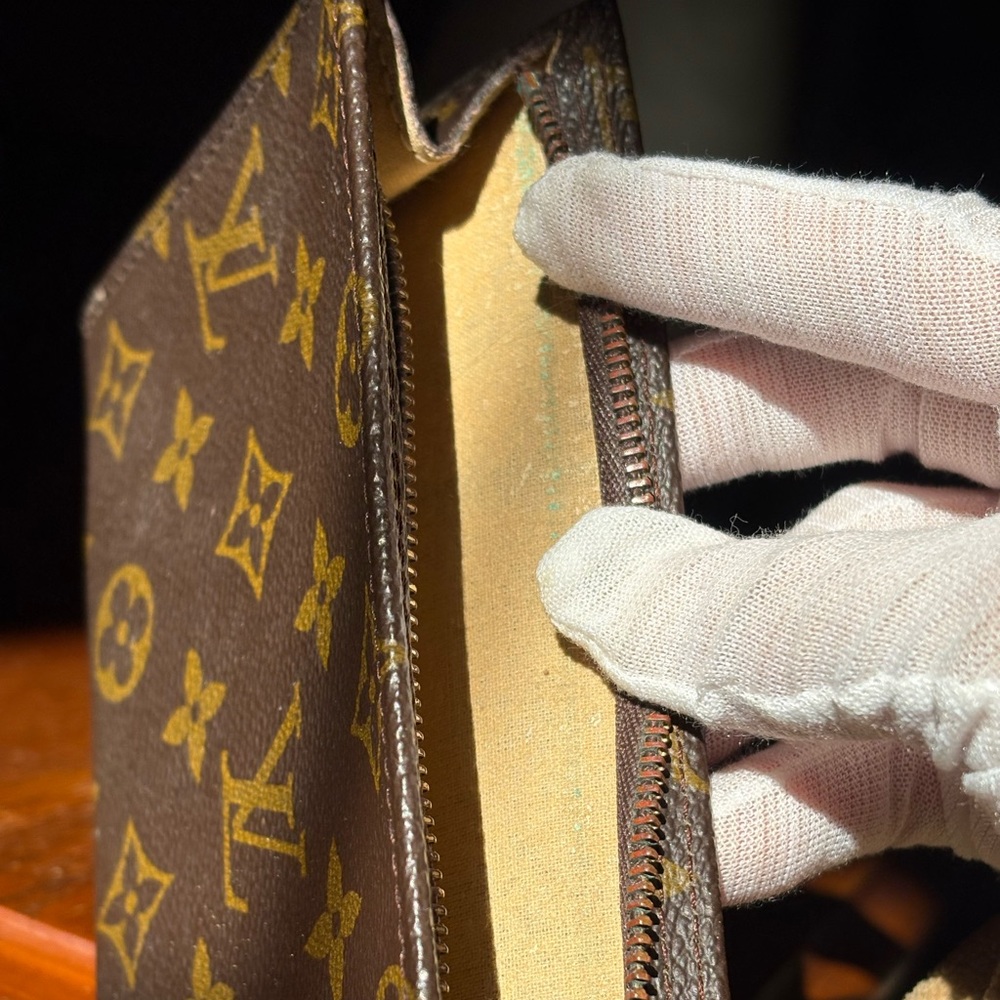 Louis Vuitton Monogram Canvas Wristlet Clutch in Brown and Gold - Picture 9 of 10